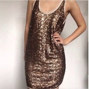 Aritzia Wilfred BARBIZON Mini Sequin Dress in Birch Mix M